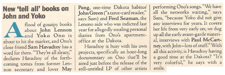 Lennon, John / New Tell All Books On John and Yoko | Magazine Article | July 1983 | with Yoko Ono