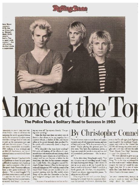 Police, The / Alone at the Top | Magazine Article | March 1984