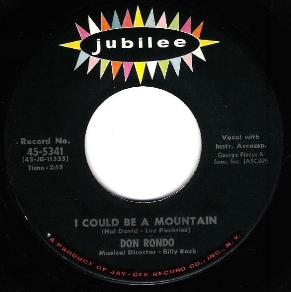 Rondo, Don / I Could Be a Mountain | Jubilee 45-5341 | Single, 7&quot; Vinyl | October 1958
