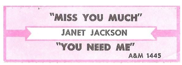 Jackson, Janet / Miss You Much | A+M 1445 | Jukebox Title Strip | August 1989