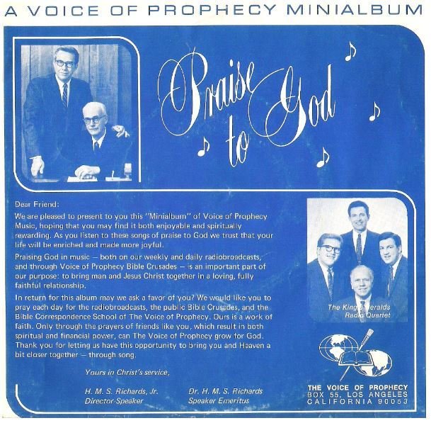 King's Heralds Quartet / Praise to God | Voice of Prophecy R-2037 | EP, 7" Vinyl