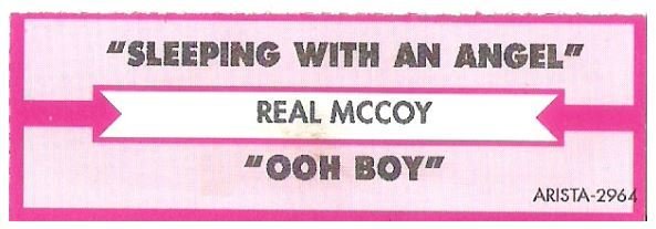 Real McCoy / Sleeping With An Angel | Arista 2964 | Jukebox Title Strip | May 1996