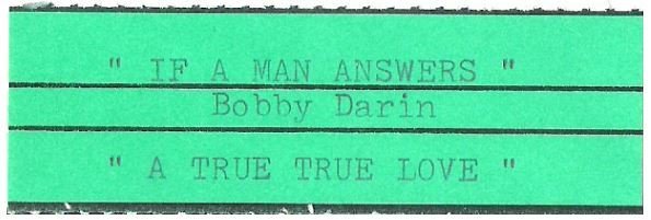 Darin, Bobby / If a Man Answers | Jukebox Title Strip | September 1962