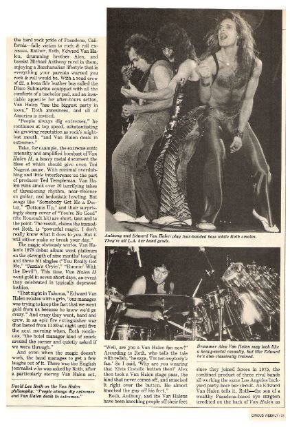 Van Halen / Circus Weekly | Magazine Article | 1979 | Part 2