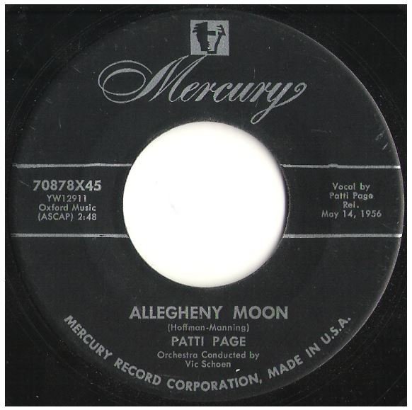 Page, Patti / Allegheny Moon | Mercury 70878 | Single, 7" Vinyl | May 1956