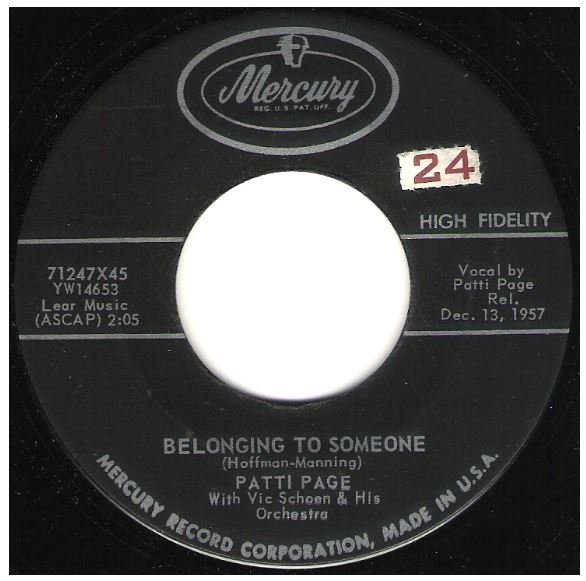Page, Patti / Belonging To Someone | Mercury 71247 | Single, 7" Vinyl | December 1957