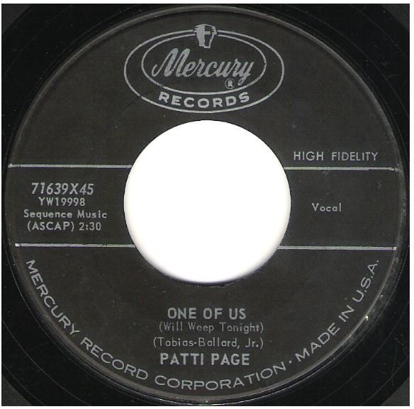 Page, Patti / One of Us (Will Weep Tonight) | Mercury 71639 | Single, 7" Vinyl | May 1960