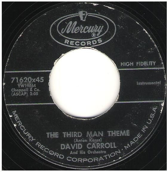 Carroll, David / The Third Man Theme | Mercury 71620 | Single, 7" Vinyl | May 1960