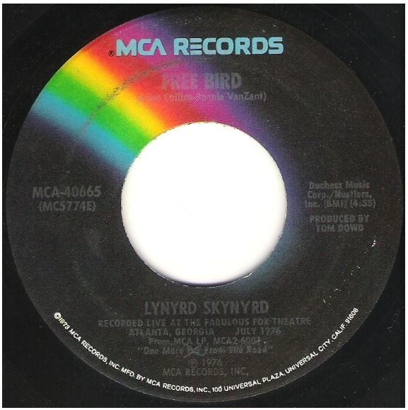 Lynyrd Skynyrd / Free Bird | MCA 40665 | Single, 7" Vinyl | November 1976 | Live Version