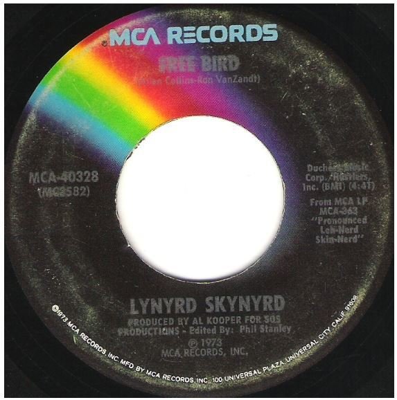 Lynyrd Skynyrd / Free Bird | MCA 40328 | Single, 7" Vinyl | November 1974 | Studio Version