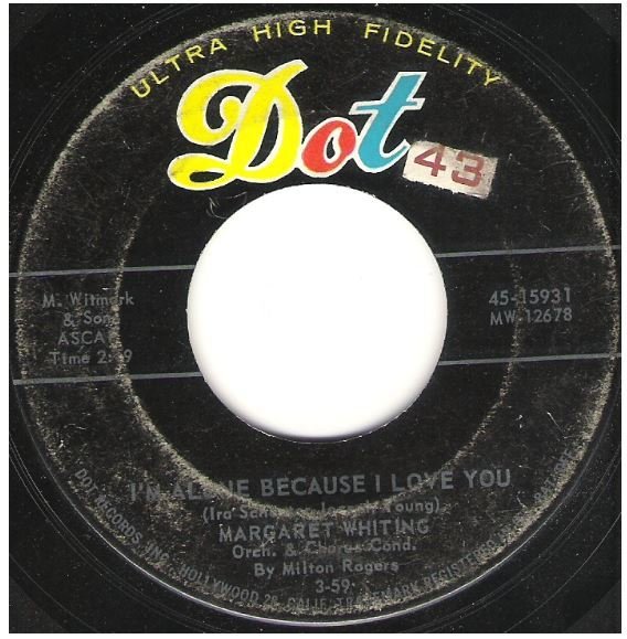 Whiting, Margaret / I'm Alone Because I Love You | Dot 45-15931 | Single, 7" Vinyl | March 1959