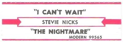 Nicks, Stevie / I Can&#39;t Wait | Modern 99565 | Jukebox Title Strip | February 1986