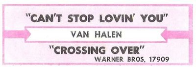Van Halen / Can't Stop Lovin' You | Warner Bros. 17909 | Jukebox Title Strip | March 1995