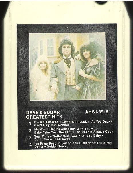 Dave + Sugar / Greatest Hits | RCA AHS1-3915 | White Shell | 8-Track Tape | 1981