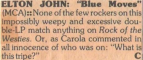 John, Elton / Blue Moves Album Review #3 | Magazine Article (1976)