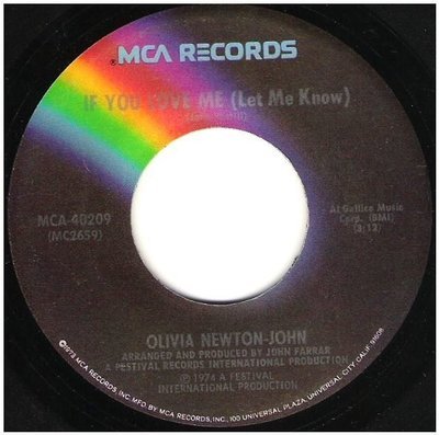 Newton-John, Olivia / If You Love Me (Let Me Know) | MCA 40209 | Single, 7&quot; Vinyl | March 1974