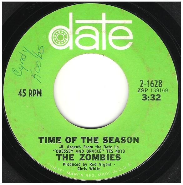Zombies, The / Time of the Season | Date 2-1628 | Single, 7" Vinyl | October 1968