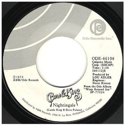 King, Carole / Nightingale | Ode 66106 | Single, 7&quot; Vinyl | December 1974