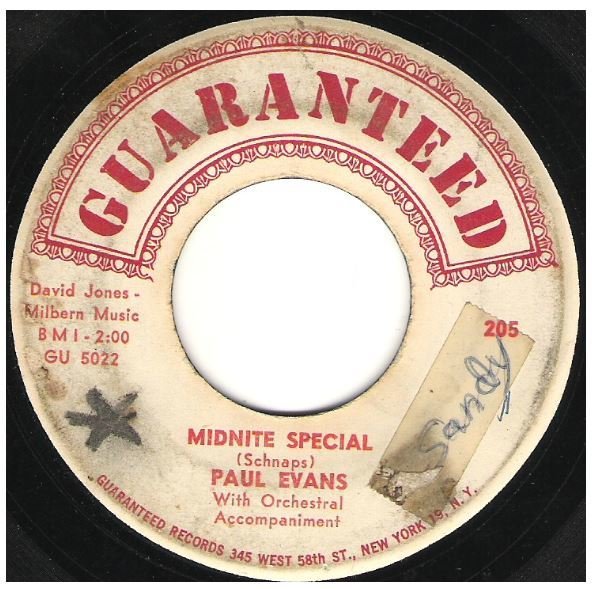 Evans, Paul / Midnite Special | Guaranteed 205 | Single, 7" Vinyl | December 1959