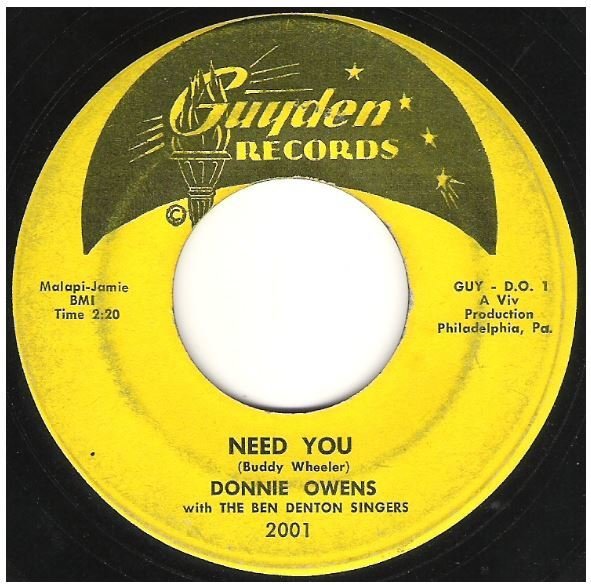 Owens, Donnie / Need You | Guyden 2001 | Single, 7&quot; Vinyl | August 1958