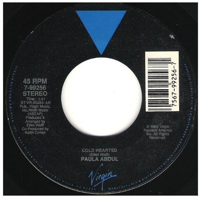 Abdul, Paula / Cold Hearted | Virgin 7-99196 | Single, 7&quot; Vinyl | June 1989