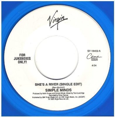 Simple Minds / She&#39;s a River | Virgin S7-18402 | Single, 7&quot; Vinyl | 1995 | Blue Vinyl