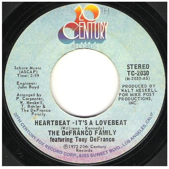 DeFranco Family, The / Heartbeat - It's a Lovebeat | 20th Century TC-2030 | Single, 7" Vinyl | June 1973
