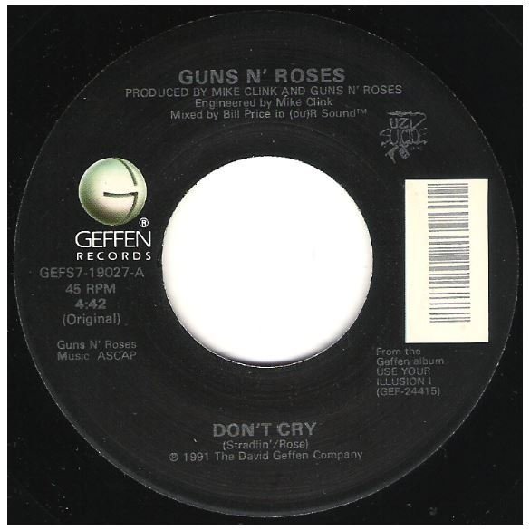 Guns N' Roses / Don't Cry | Geffen GEFS7-19027 | Single, 7" Vinyl | September 1991