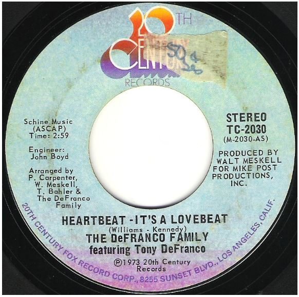 DeFranco Family, The / Heartbeat - It's a Lovebeat | 20th Century TC-2030 | Single, 7" Vinyl | June 1973