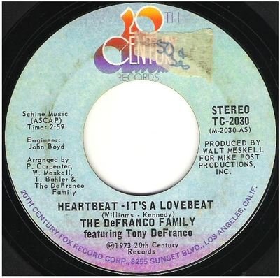 DeFranco Family, The / Heartbeat - It's a Lovebeat | 20th Century TC-2030 | Single, 7" Vinyl | June 1973