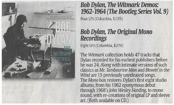 Dylan, Bob / The Witmark Demos: 1962-1964 | Newspaper Review | December 2010