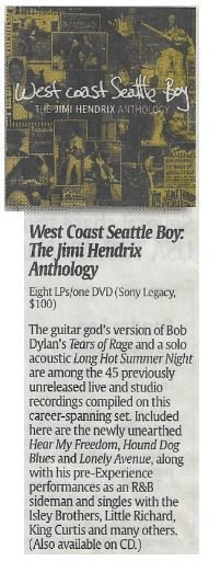 Hendrix, Jimi / West Coast Seattle Boy: The Jimi Hendrix Anthology | Newspaper Review | December 2010