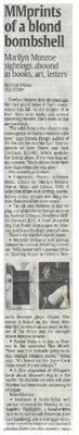 Monroe, Marilyn / MMprints of a Blond Bombshell | Newspaper Article | December 2010