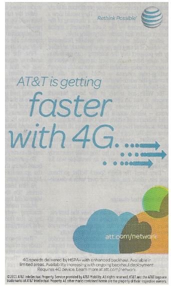 AT+T / AT+T Is Getting Faster with 4G | Newspaper Ad | February 2011