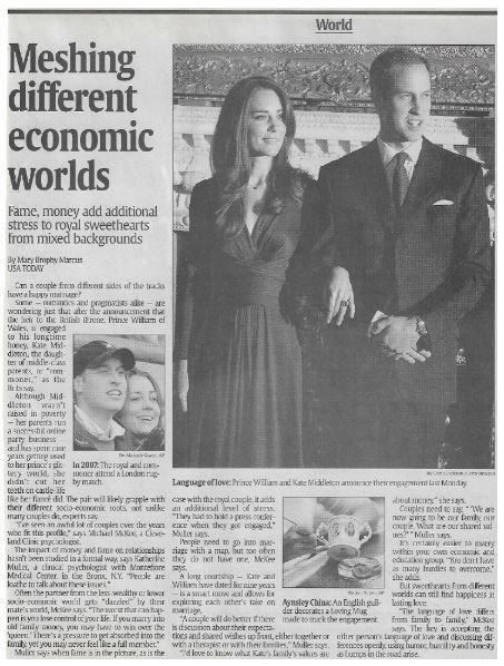 Prince William + Kate Middleton / Meshing Different Economic Worlds | Newspaper Article | November 2010