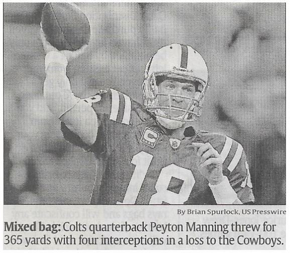 Manning, Peyton / Manning's Miscues Extend Colts' Doldrums | Newspaper Article | December 2010