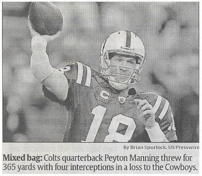 Manning, Peyton / Manning&#39;s Miscues Extend Colts&#39; Doldrums | Newspaper Article | December 2010
