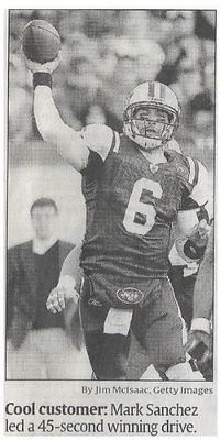 Sanchez, Mark / Cool Customer | Newspaper Photo | November 2010 | New York Jets