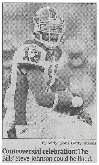 Johnson, Steve / Controversial Celebration | Newspaper Photo | November 2010 | Buffalo Bills