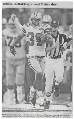McCann, Bryan / Another Happy Return | Newspaper Photo | November 2010 | Dallas Cowboys