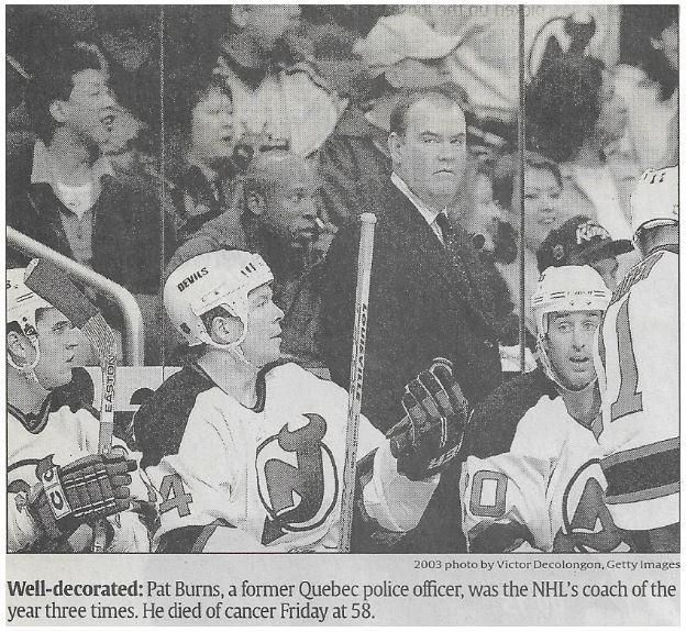 Burns, Pat / Well-Decorated | Newspaper Photo | November 2010 | New Jersey Devils