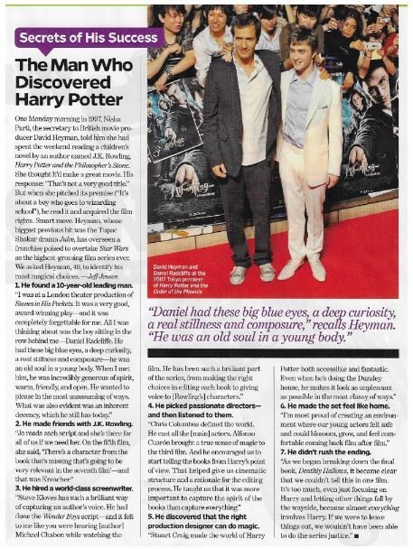 Radcliffe, Daniel / The Man Who Discovered Harry Potter | Magazine Article | November 2010 | David Heyman