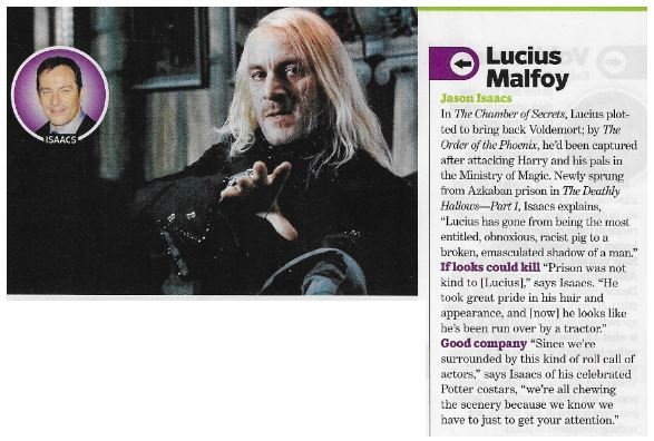 Isaacs, Jason / As Lucius Malfoy | Magazine Article | November 2010 | Harry Potter
