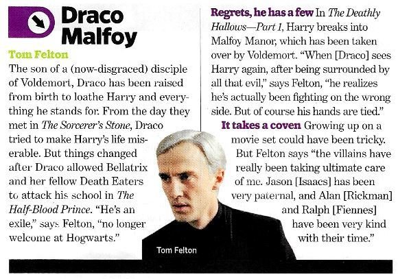 Felton, Tom / As Draco Malfoy | Magazine Article | November 2010 | Harry Potter