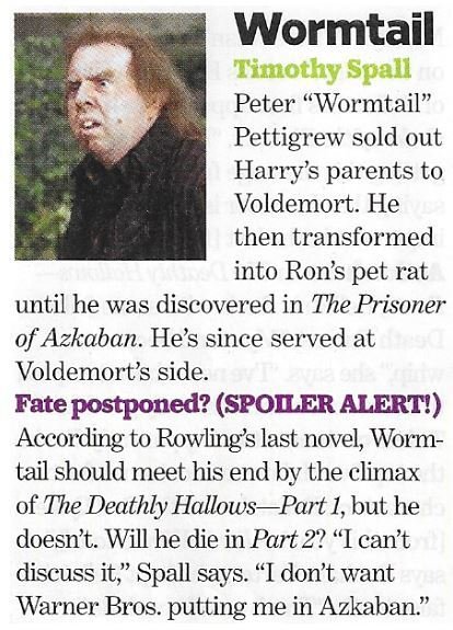 Spall, Timothy / As Wormtail | Magazine Article | November 2010 | Harry Potter