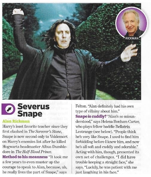 Rickman, Alan / As Severus Snape | Magazine Article | November 2010 | Harry Potter