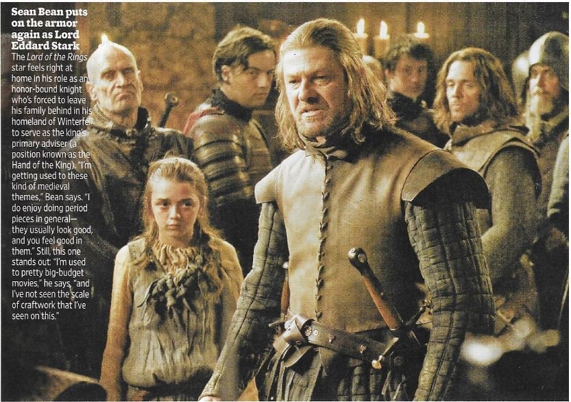 Bean, Sean / Puts On the Armor Again As Lord Eddard Stark | Magazine Photo | November 2010 | Game of Thrones