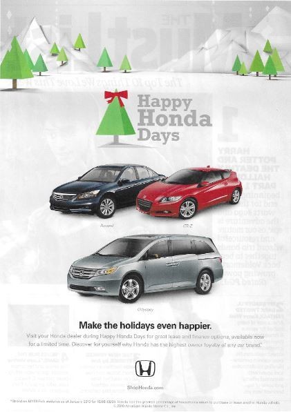 Honda / Happy Honda Days | Magazine Ad | November 2010