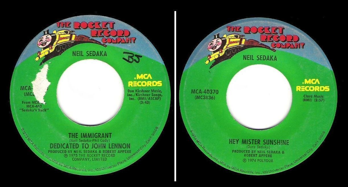 Sedaka, Neil / The Immigrant (1975) / Rocket MCA-40370 (Single, 7" Vinyl)