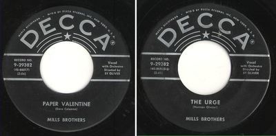 Mills Brothers, The / Paper Valentine (1954) / Decca 9-29382 (Single, 7&quot; Vinyl)